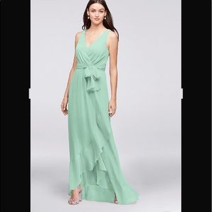 Ruffle-Trim Chiffon Faux-Wrap Bridesmaid Dress